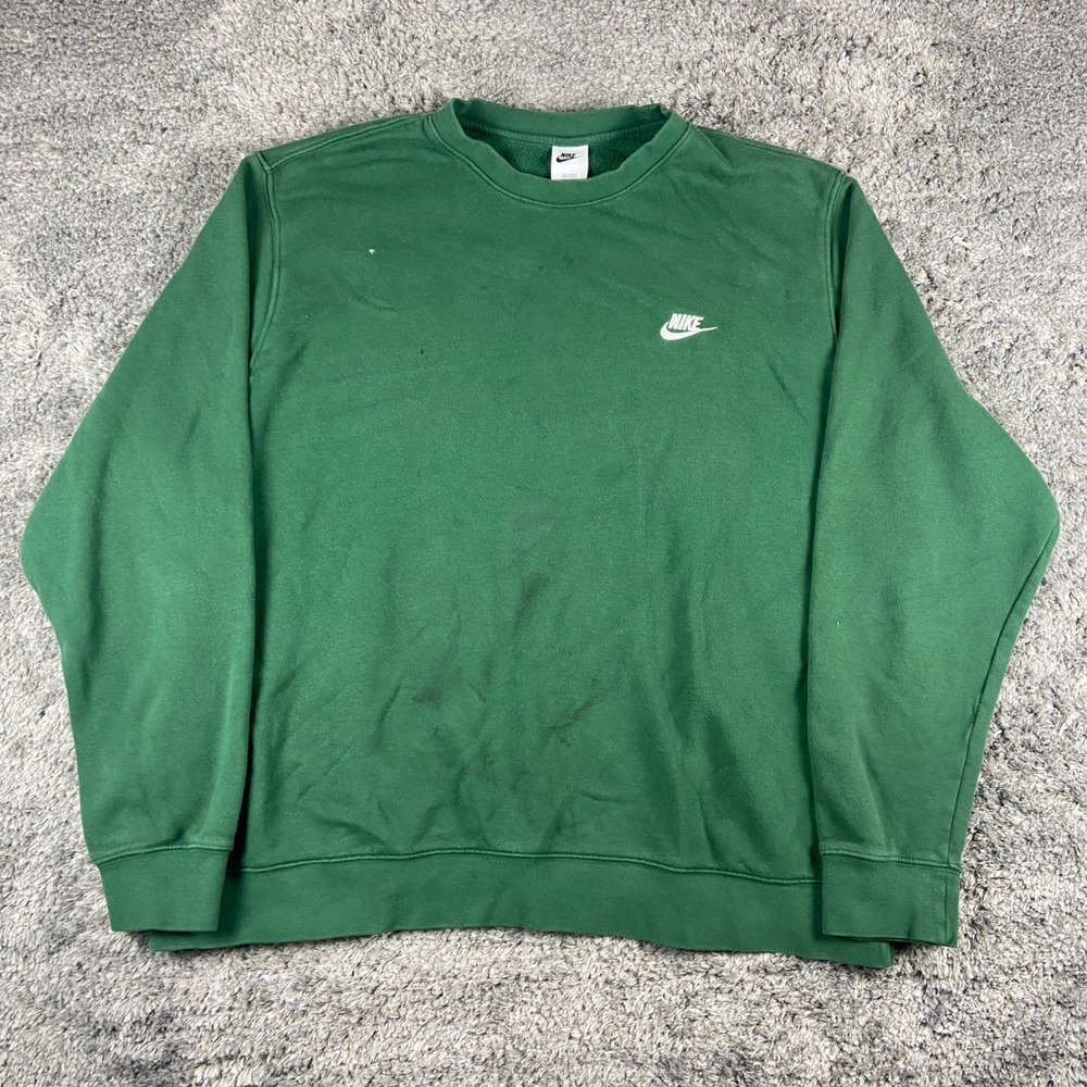 Nike Sportswear Club Fleece Men 2XLT Green Crewneck Pullover Athletic BV2662-341